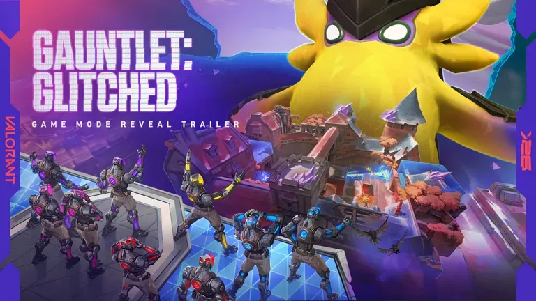 Official key art for Gauntlet: Glitched, the limited-time 2v2 mode added in VALORANT Patch 13.06.