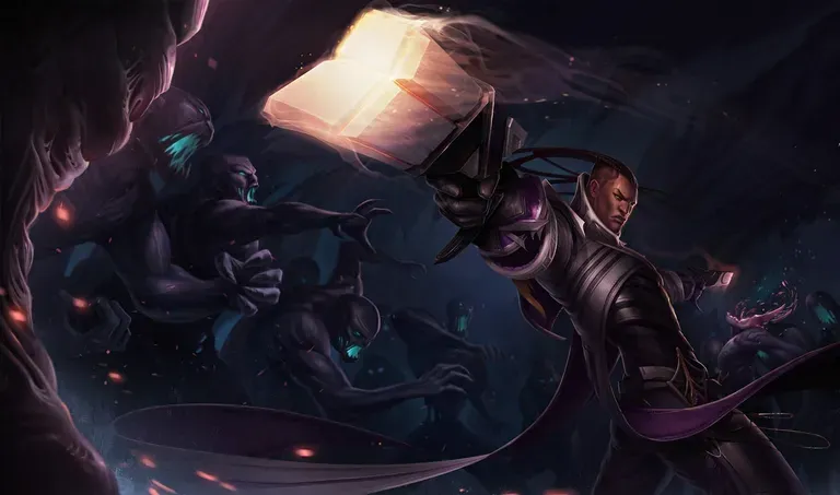 Lucian champion splash art, iconic ADC from the classic LCS competitive era.