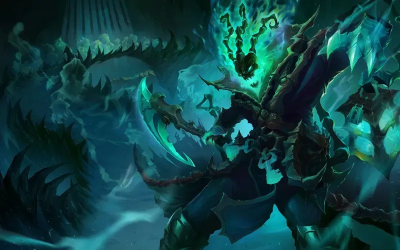 Thresh the Chain Warden in League of Legends, representing support role ladders. Official Riot Games artwork.