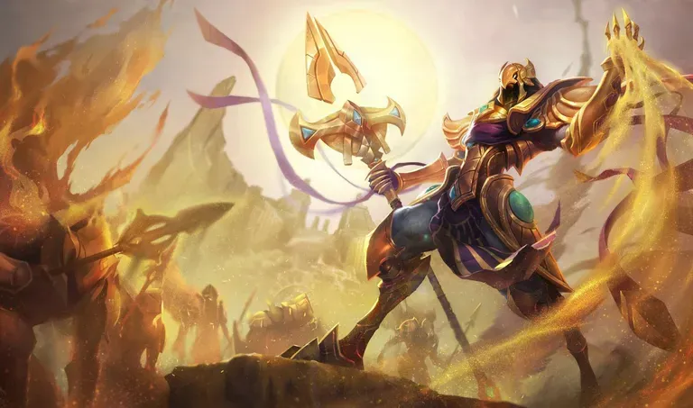 Azir splash art, Emperor of the Sands, buffed in Patch 26.16.