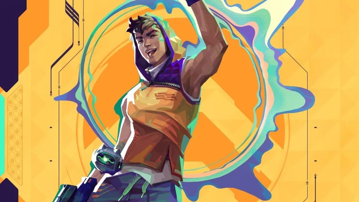 Miks, Valorant Agent 30, posing in his official character reveal artwork for Act 2.