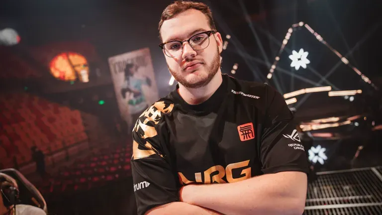 NRG's brawk on stage at VALORANT Champions Shanghai 2026, where the defending champions opened with a 2-0 over Nongshim RedForce.