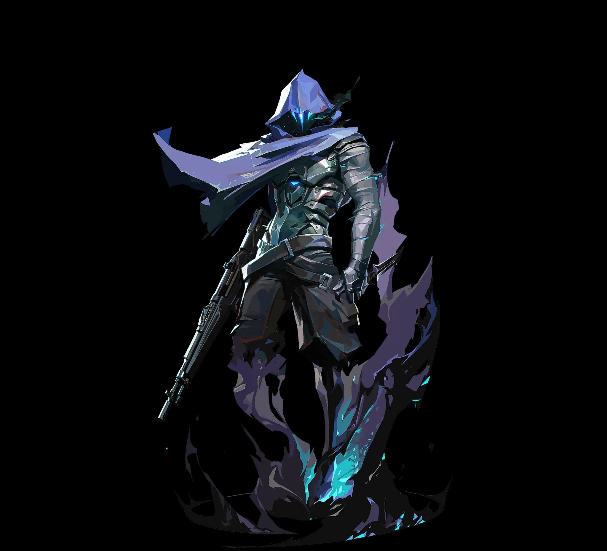 Omen, the Controller agent in Valorant, shrouded in shadow and dark energy.