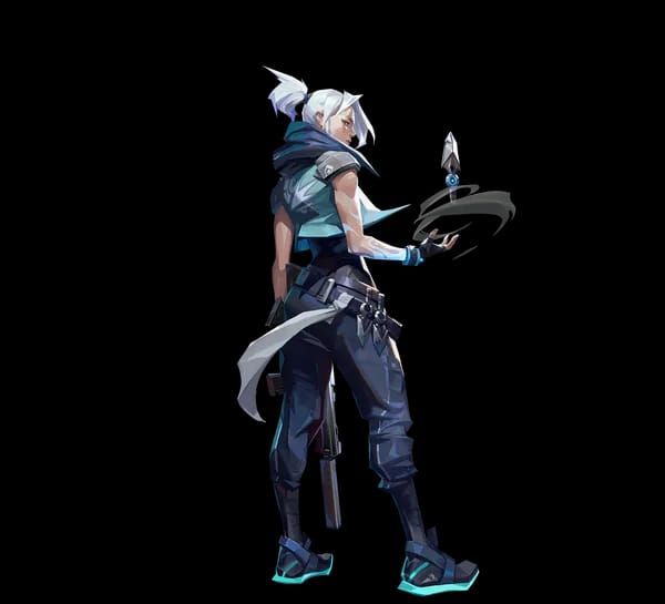 Jett Valorant Duelist agent with signature blades.