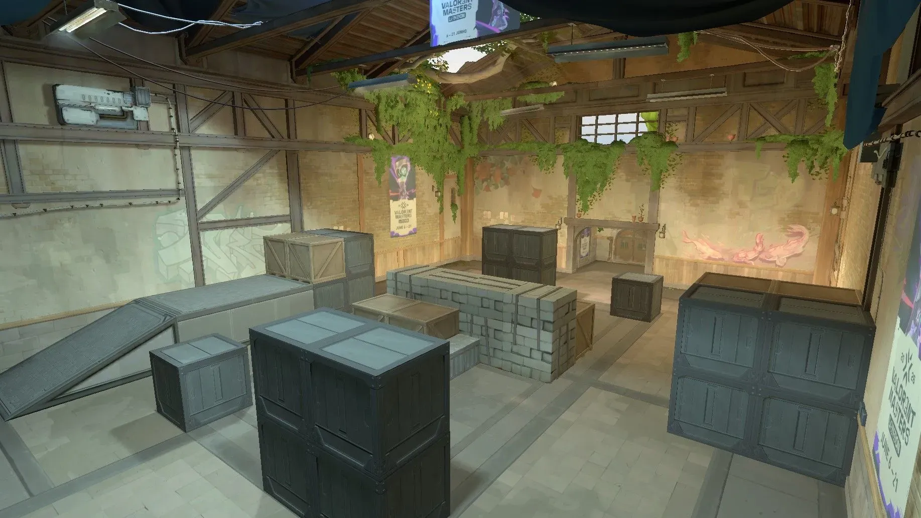 New Skirmish Map D added in VALORANT Patch 12.10, featuring ramps for expanded peeking angles.