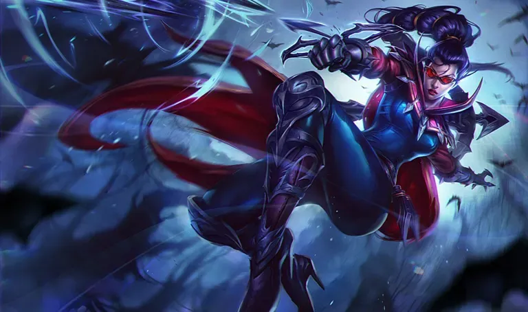 Vayne splash art, buffed in LoL patch 26.20 ahead of Worlds 2026.