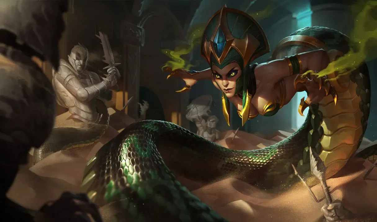 Cassiopeia splash art, one of the champions buffed in LoL Patch 26.7.