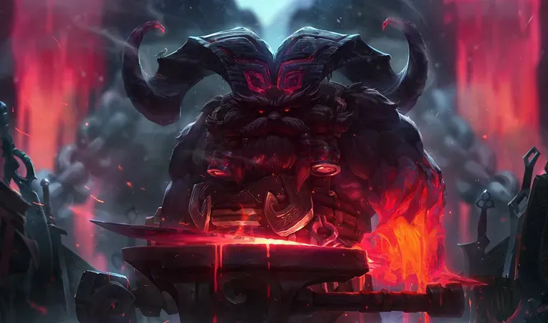 Ornn champion splash art, signature pick of BLG top laner Bin.