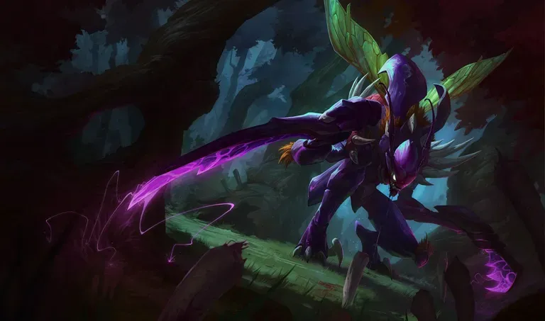 Kha'Zix, buffed in League of Legends Patch 26.19 with stronger passive damage and a longer evolved Leap range.